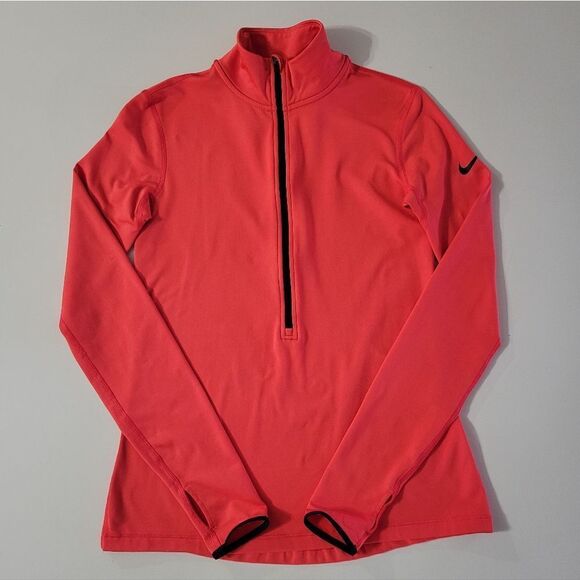 Nike Pro Women's Dri-FIT Half-Zip Orange Athletic Running Pullover - Picture 4 of 16